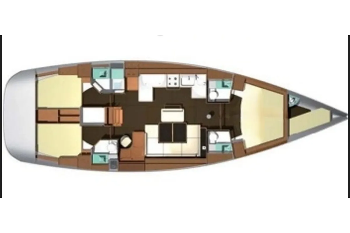 Floor plan of Rainbow, a Dufour 525 Grand Large sailboat at Tonnarella, Italy