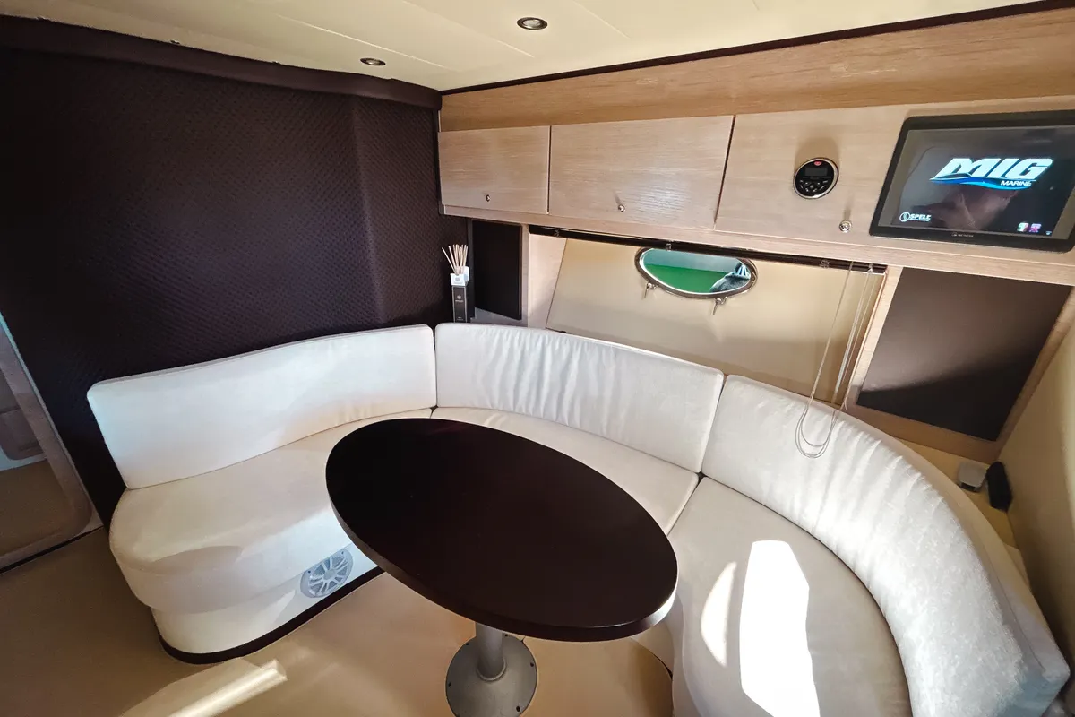 Salon of Mig 50, a motor yacht at Salerno, Italy