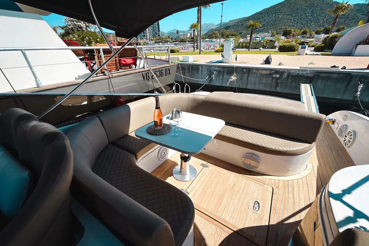 Deck of Mig 50, a motor yacht at Salerno, Italy