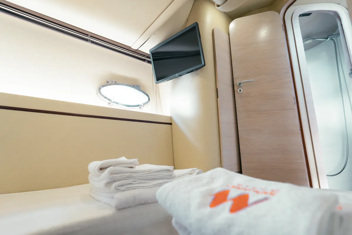 Cabin on Mig 50, a motor yacht at Salerno, Italy