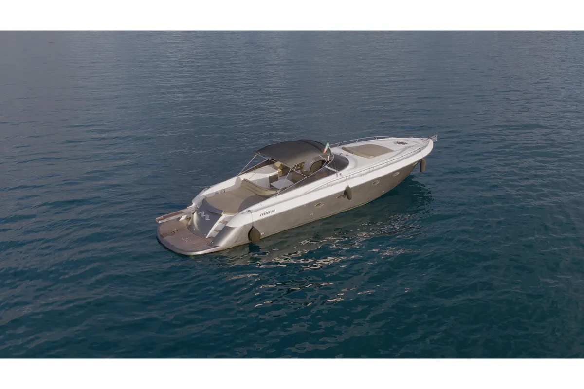 Exterior view of Mig 50, a motor yacht at Salerno, Italy