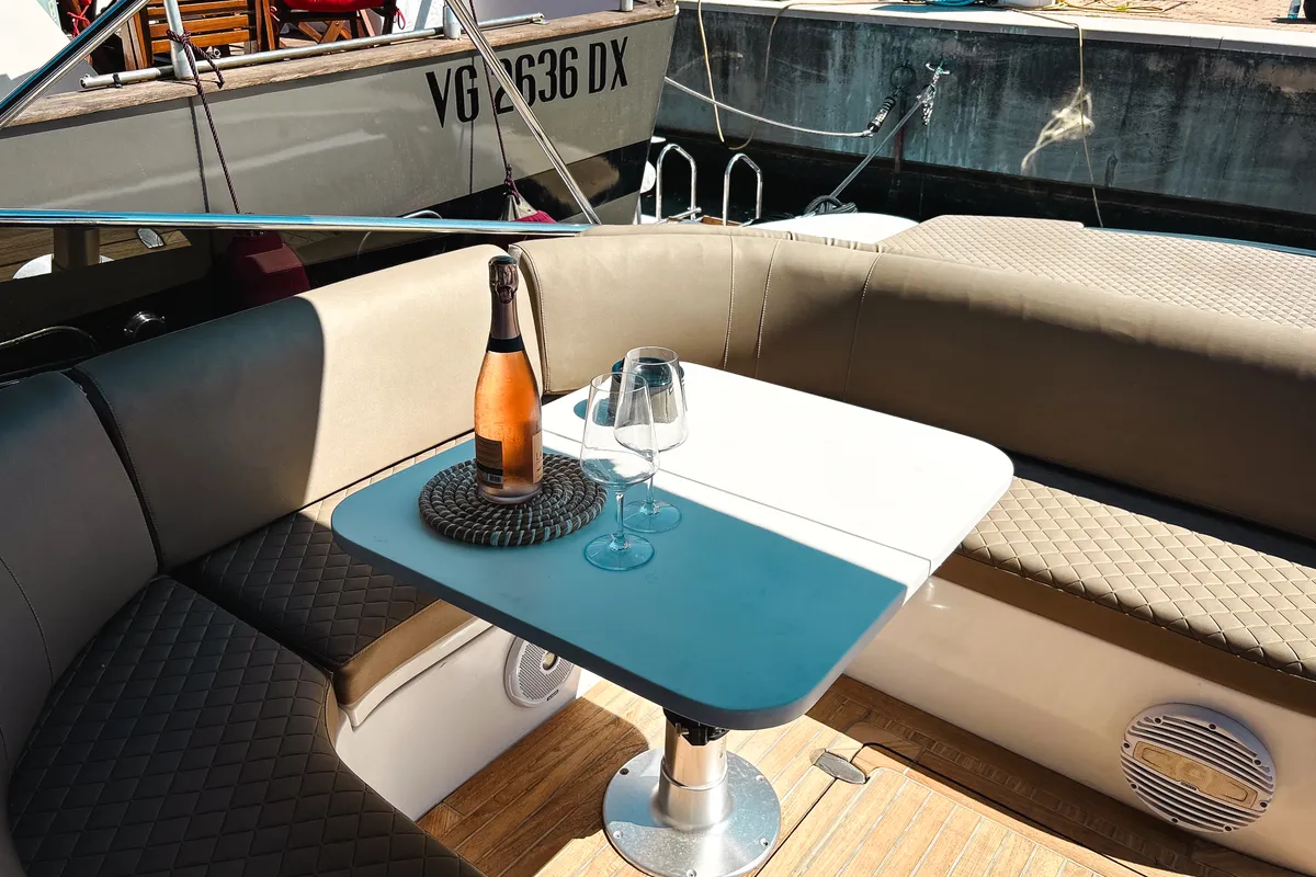 Deck of Mig 50, a motor yacht at Salerno, Italy