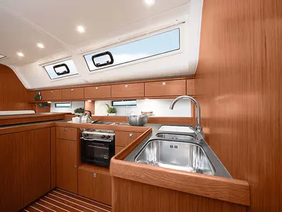 Galley of Pinotage, a Bavaria Cruiser 51 sailboat at Seget Donji, Croatia
