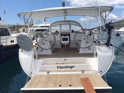 Cockpit of Pinotage, a Bavaria Cruiser 51 sailboat at Seget Donji, Croatia