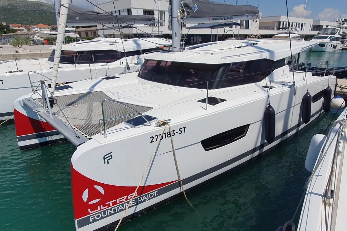 Exterior view of Sailor Venus, a Fountaine Pajot Isla 40 catamaran at Dubrovnik, Croatia