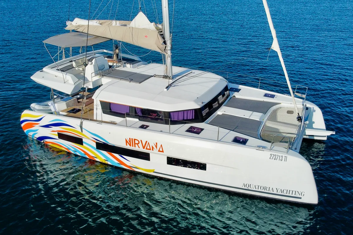 Nirvana, a Dufour 48 Catamaran catamaran at Pirovac, Croatia