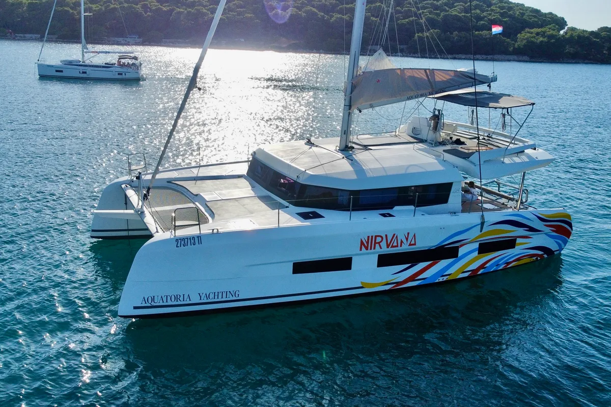 Nirvana, a Dufour 48 Catamaran catamaran at Pirovac, Croatia