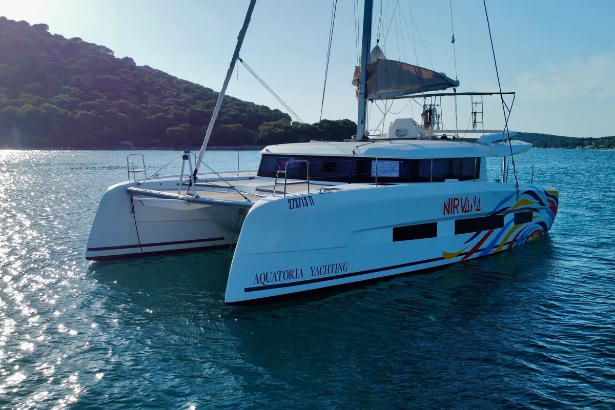 Nirvana, a Dufour 48 Catamaran catamaran at Pirovac, Croatia