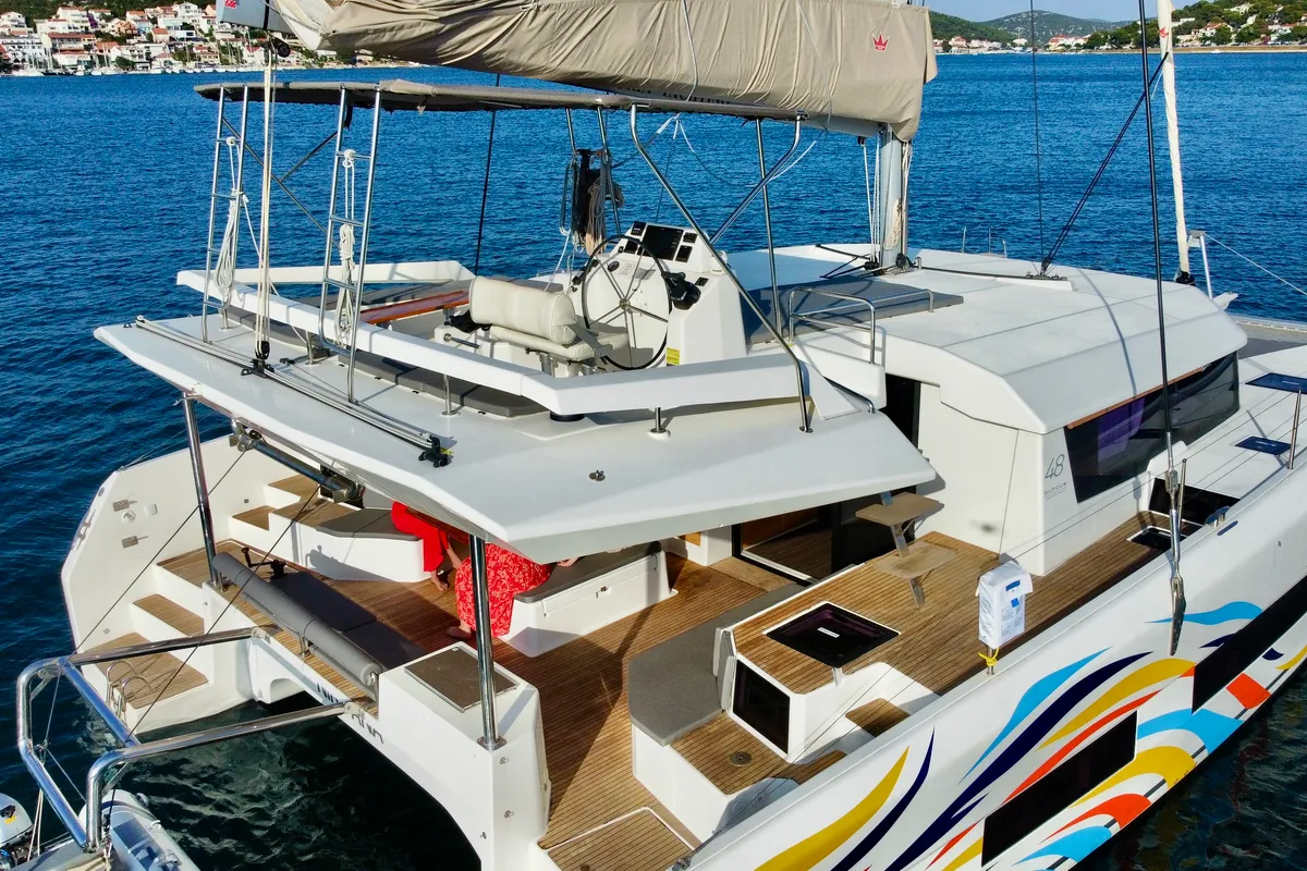 Nirvana, a Dufour 48 Catamaran catamaran at Pirovac, Croatia