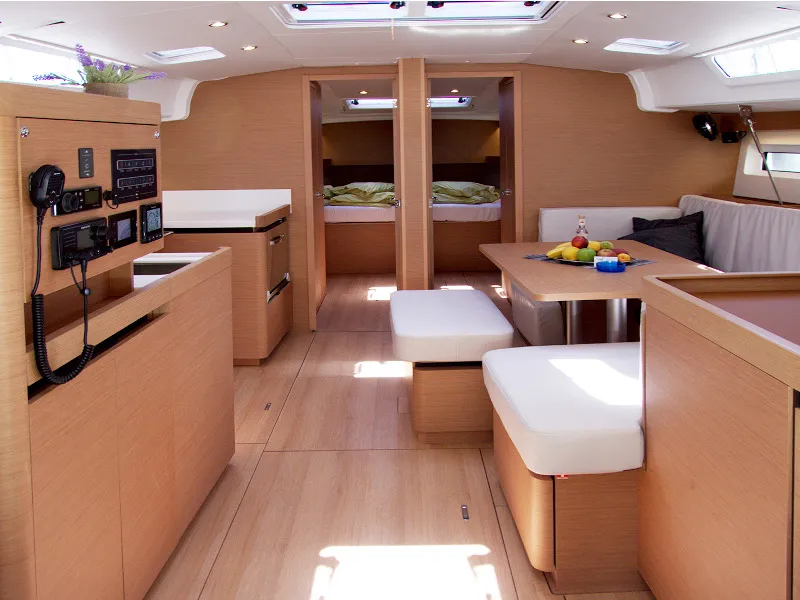 Salon of Menelaos, a Jeanneau Sun Odyssey 490 sailboat at Lavreotiki Municipal Unit, Greece
