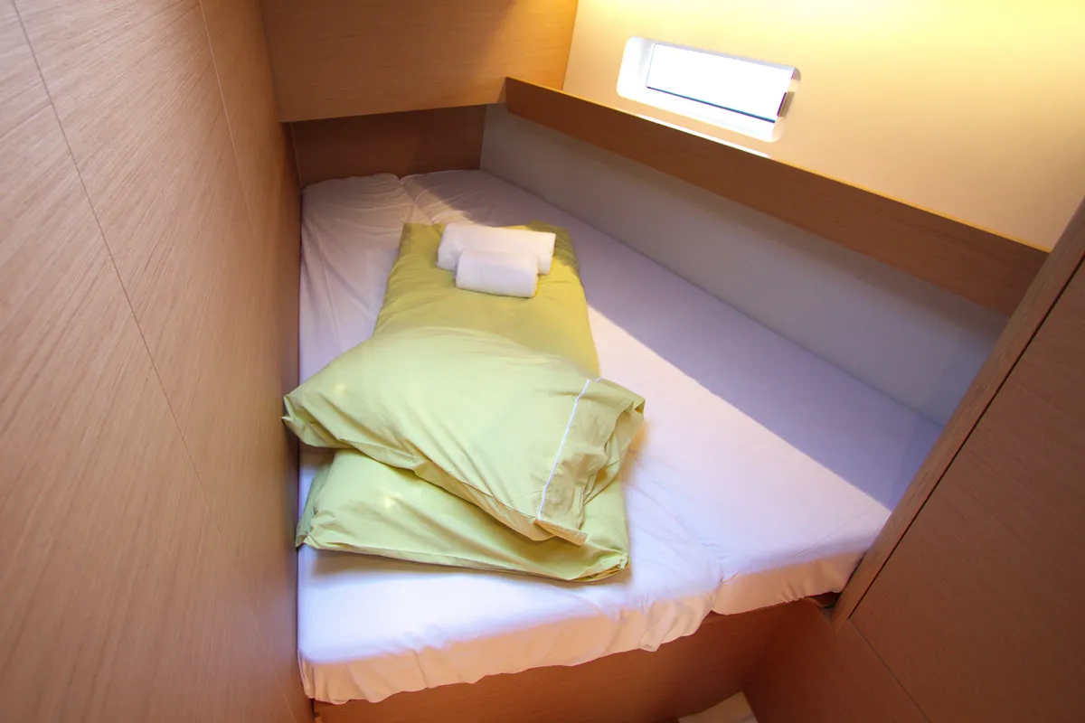 Cabin on Menelaos, a Jeanneau Sun Odyssey 490 sailboat at Lavreotiki Municipal Unit, Greece