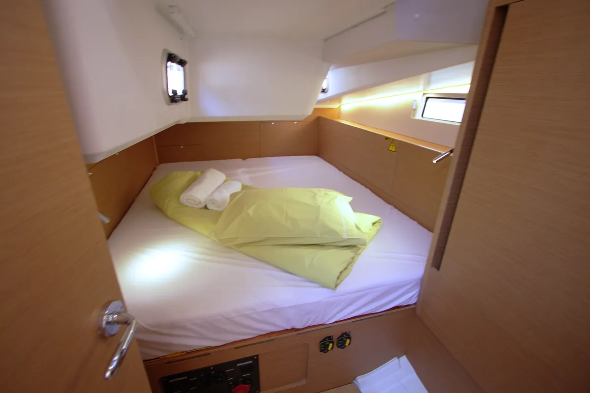 Cabin on Menelaos, a Jeanneau Sun Odyssey 490 sailboat at Lavreotiki Municipal Unit, Greece