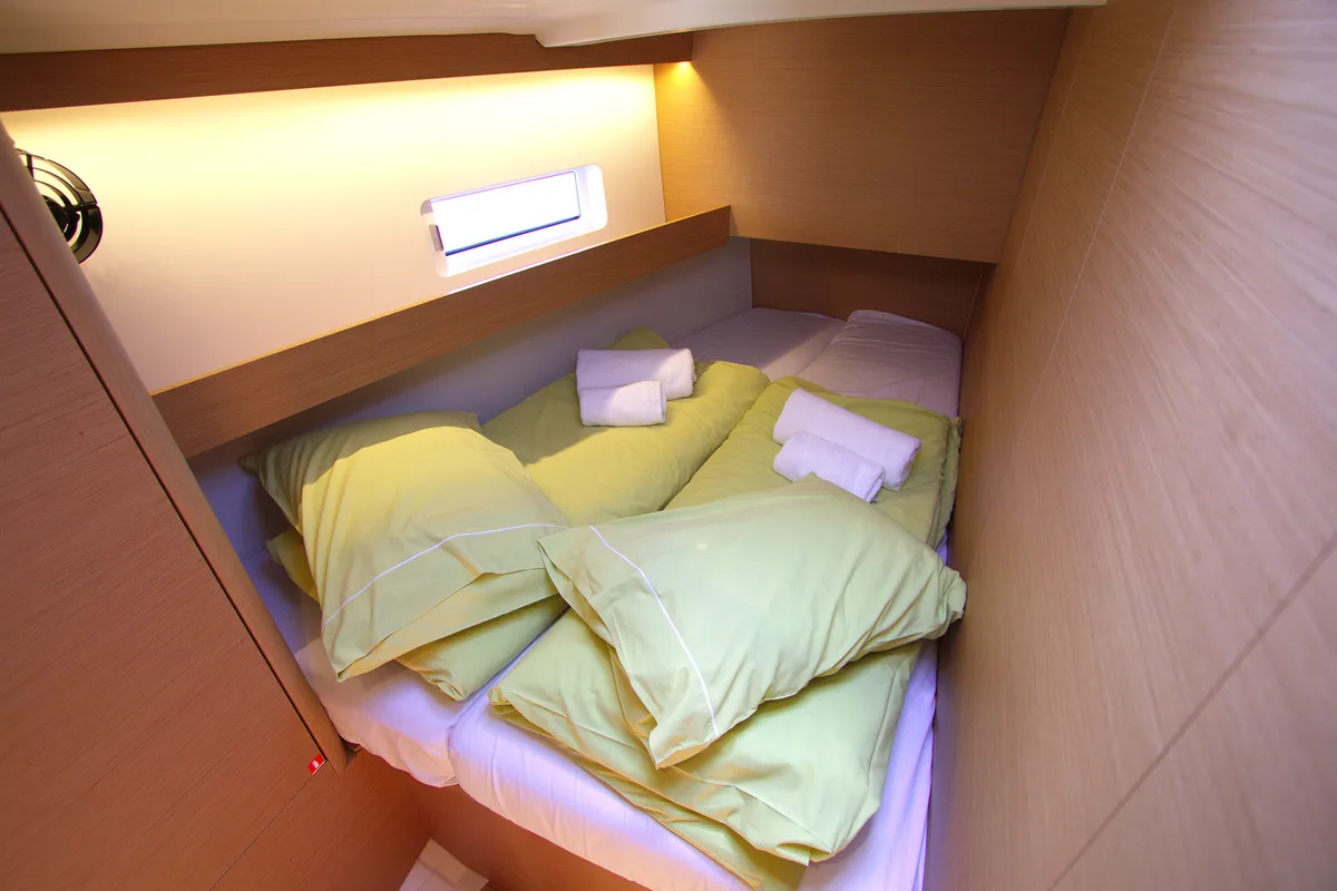 Cabin on Menelaos, a Jeanneau Sun Odyssey 490 sailboat at Lavreotiki Municipal Unit, Greece