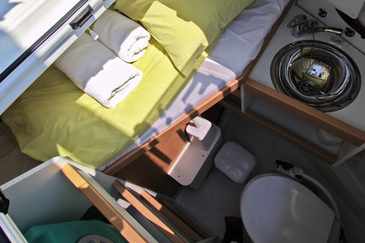 Cabin on Menelaos, a Jeanneau Sun Odyssey 490 sailboat at Lavreotiki Municipal Unit, Greece