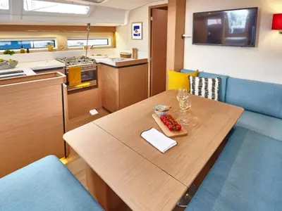 Galley of Menelaos, a Jeanneau Sun Odyssey 490 sailboat at Lavreotiki Municipal Unit, Greece