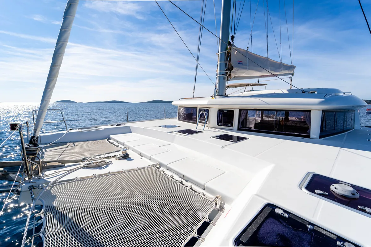 Deck of Patch Work, a Lagoon 421 catamaran at Grad Šibenik, Croatia