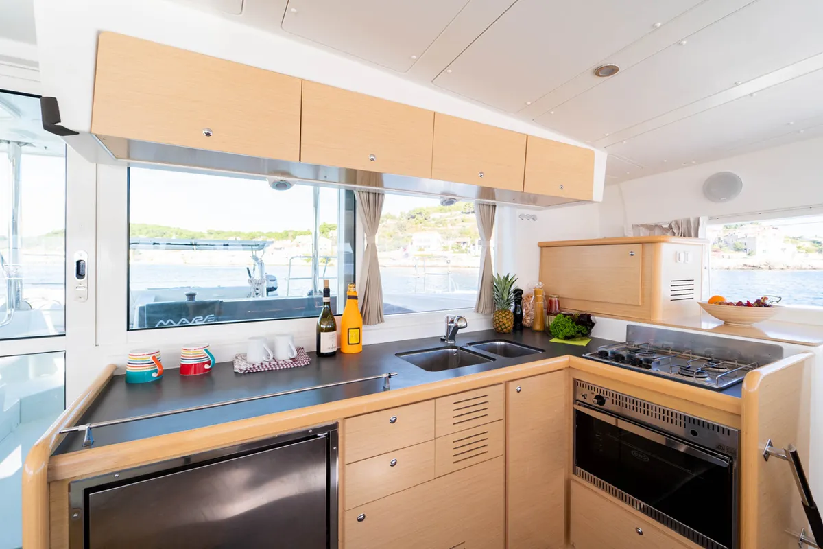 Galley of Patch Work, a Lagoon 421 catamaran at Grad Šibenik, Croatia