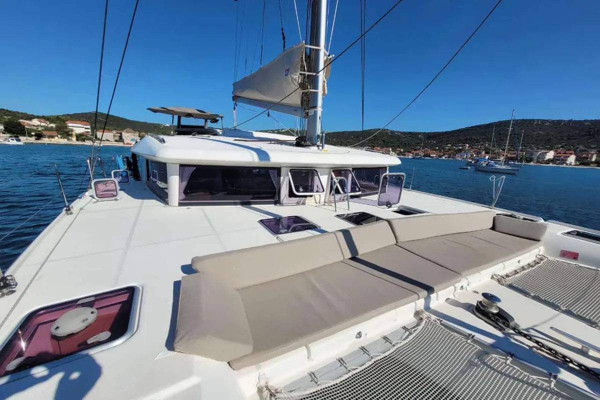Deck of Patch Work, a Lagoon 421 catamaran at Grad Šibenik, Croatia