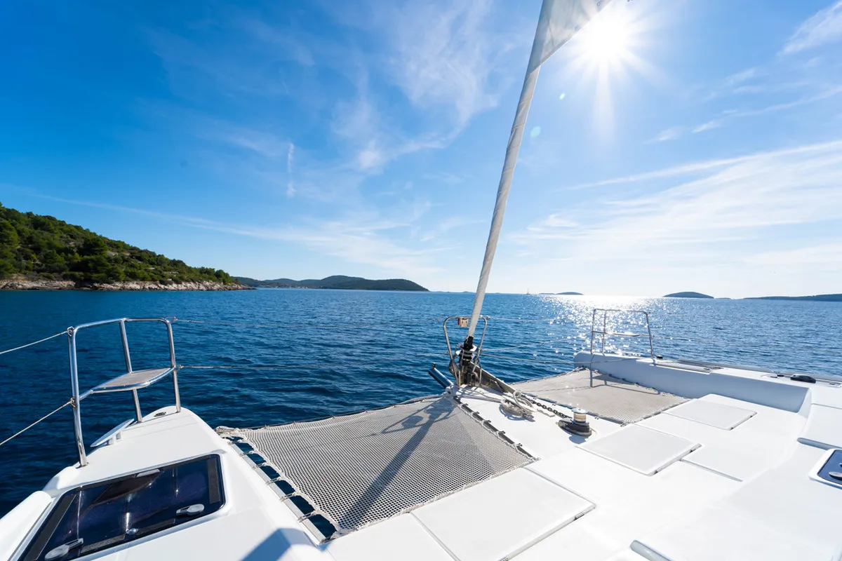 Deck of Patch Work, a Lagoon 421 catamaran at Grad Šibenik, Croatia