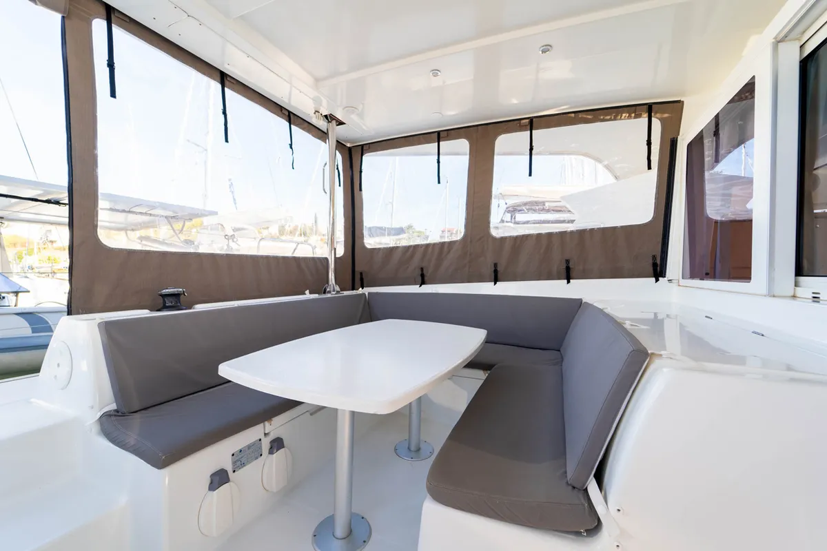 Deck of Patch Work, a Lagoon 421 catamaran at Grad Šibenik, Croatia