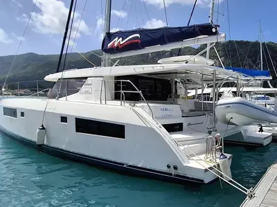 Comfort, a Leopard 45 catamaran at Roche Caiman, Seychelles