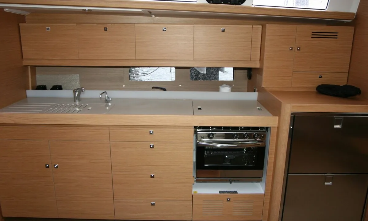 Galley of Harvey, a Dufour 460 GL sailboat at Punat, Croatia