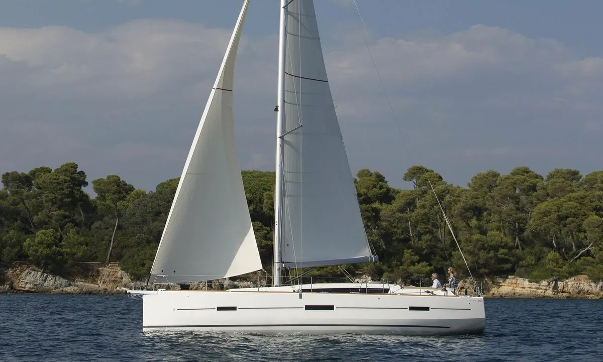 Exterior view of Harvey, a Dufour 460 GL sailboat at Punat, Croatia