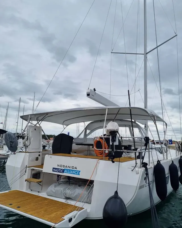 Exterior view of Nosanida, a Bavaria C50 Style sailboat at Grad Biograd na Moru, Croatia