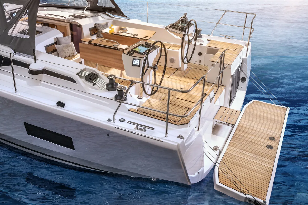 Deck of Jetset 03, a Bavaria C46 sailboat at Mai Khao, Thailand