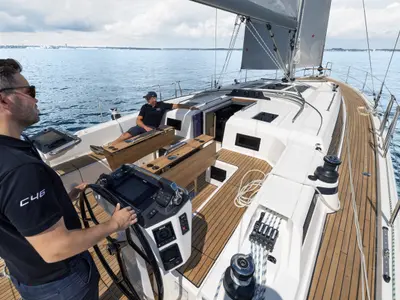 Deck of Jetset 03, a Bavaria C46 sailboat at Mai Khao, Thailand