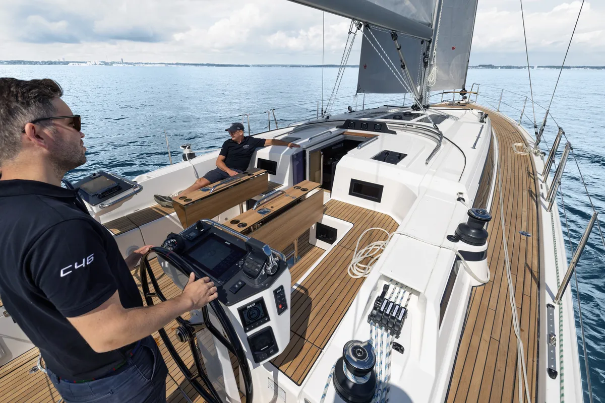 Deck of Jetset 03, a Bavaria C46 sailboat at Mai Khao, Thailand