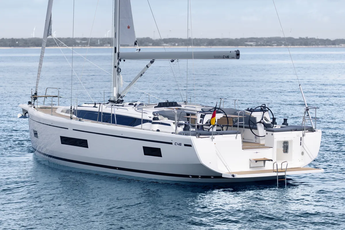Exterior view of Jetset 03, a Bavaria C46 sailboat at Mai Khao, Thailand