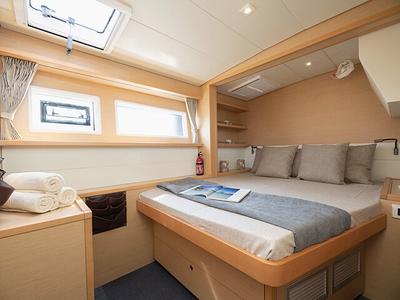 Cabin on Royal Flush, a Lagoon 52 catamaran at Athens, Greece