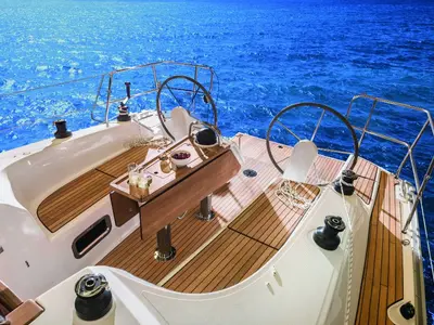 Cockpit of Alasia, a Bavaria Cruiser 34 sailboat at Grad Biograd na Moru, Croatia
