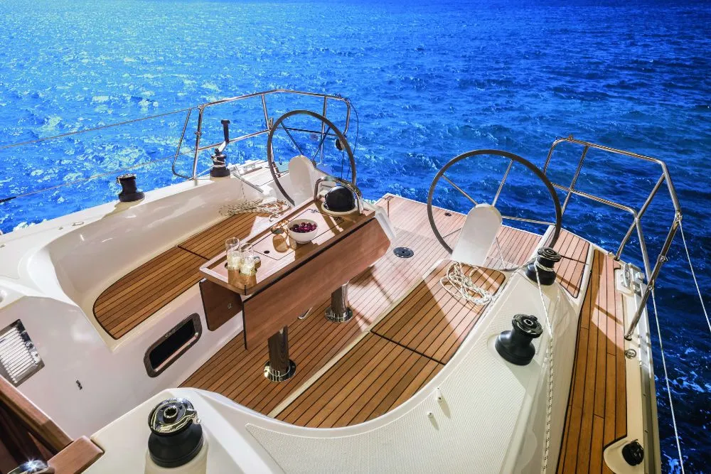 Cockpit of Alasia, a Bavaria Cruiser 34 sailboat at Grad Biograd na Moru, Croatia