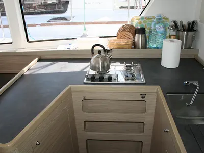 Galley of Seaside dreams, a Lagoon 42 catamaran at Seget Donji, Croatia