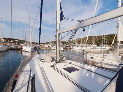 Deck of Mediterraneo, a Beneteau Oceanis 45 sailboat at Grad Pula, Croatia