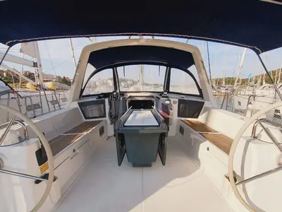 Cockpit of Mediterraneo, a Beneteau Oceanis 45 sailboat at Grad Pula, Croatia