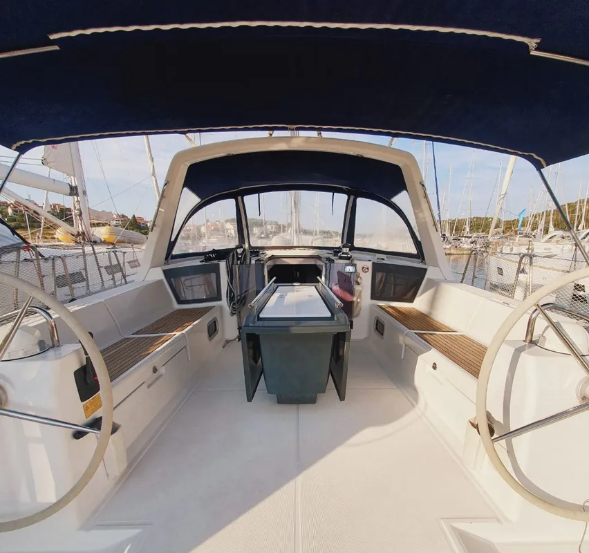 Cockpit of Mediterraneo, a Beneteau Oceanis 45 sailboat at Grad Pula, Croatia