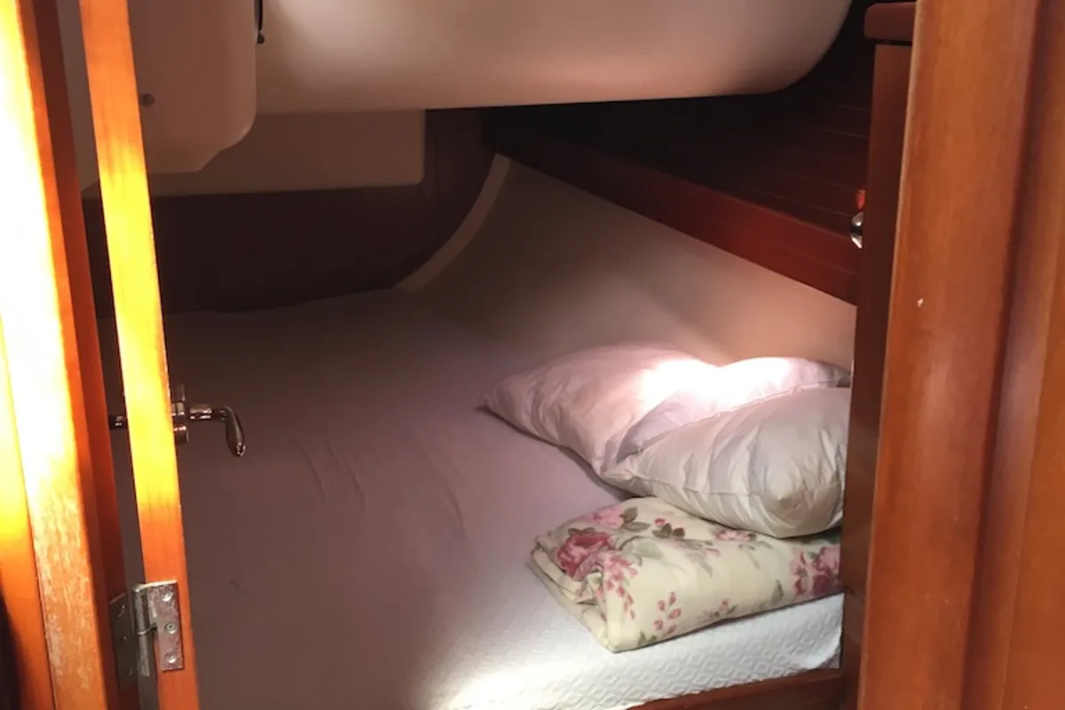 Cabin on Surprise, a Dufour 425 sailboat at Piombino, Italy