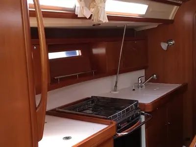 Galley of Surprise, a Dufour 425 sailboat at Piombino, Italy