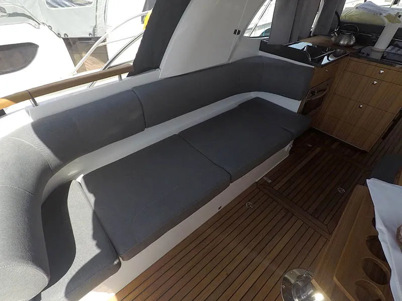 Salon of True North, a Marex 360 Cabriolet Cruiser motor yacht at Grad Šibenik, Croatia