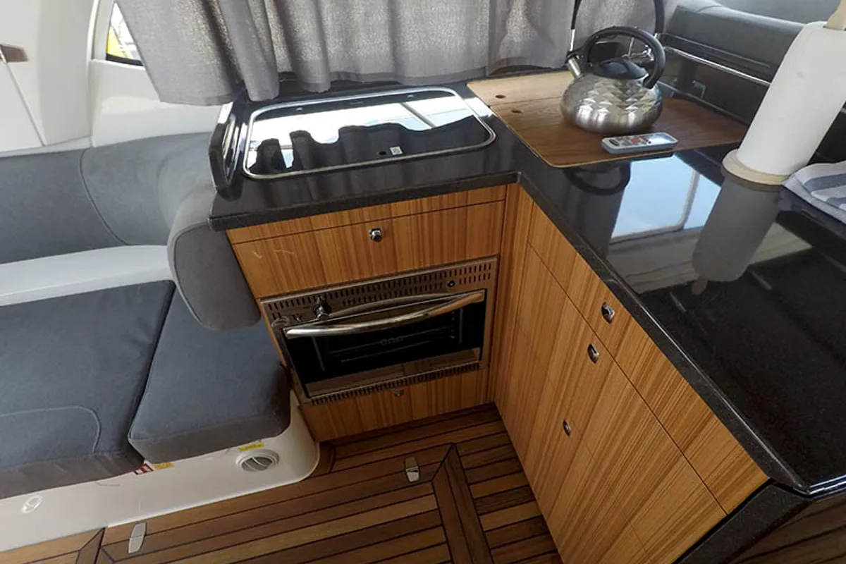 Galley of True North, a Marex 360 Cabriolet Cruiser motor yacht at Grad Šibenik, Croatia