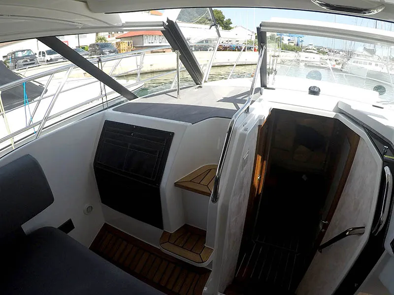 Deck of True North, a Marex 360 Cabriolet Cruiser motor yacht at Grad Šibenik, Croatia