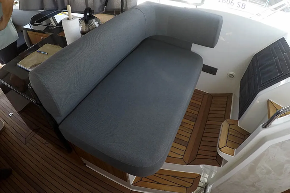 Deck of True North, a Marex 360 Cabriolet Cruiser motor yacht at Grad Šibenik, Croatia