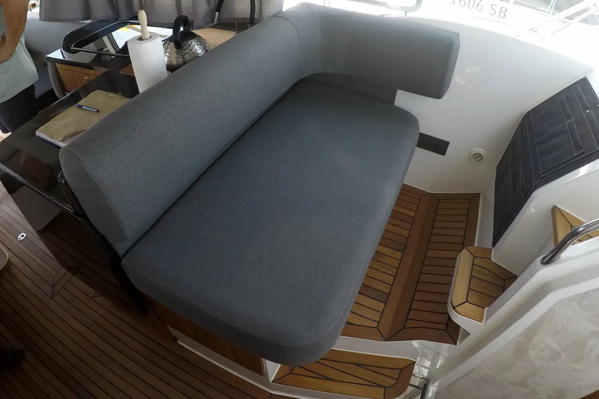 Deck of True North, a Marex 360 Cabriolet Cruiser motor yacht at Grad Šibenik, Croatia