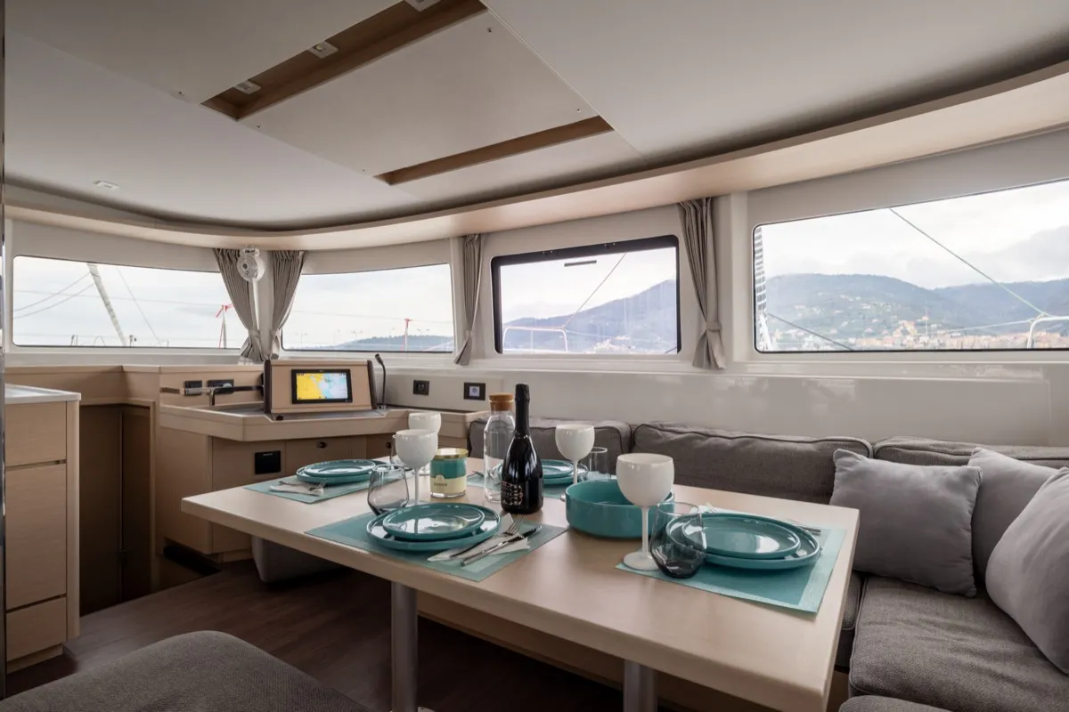 Deep Blue, a Lagoon 46 catamaran at Olbia, Italy