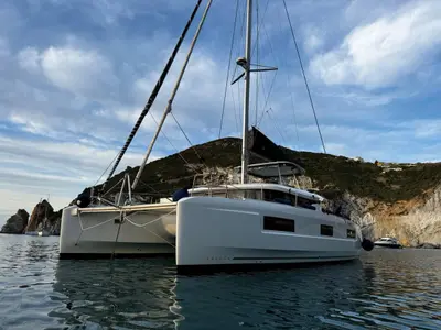 Deep Blue, a Lagoon 46 catamaran at Olbia, Italy
