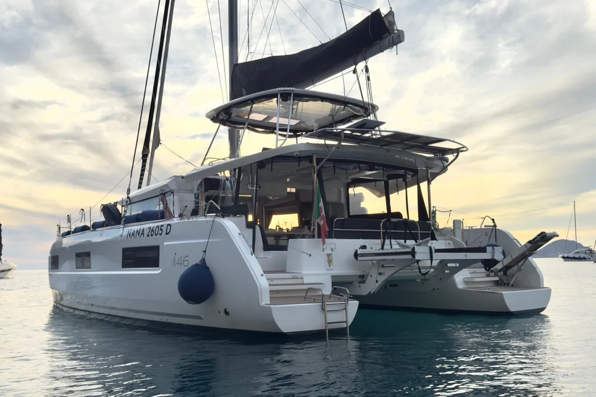 Deep Blue, a Lagoon 46 catamaran at Olbia, Italy