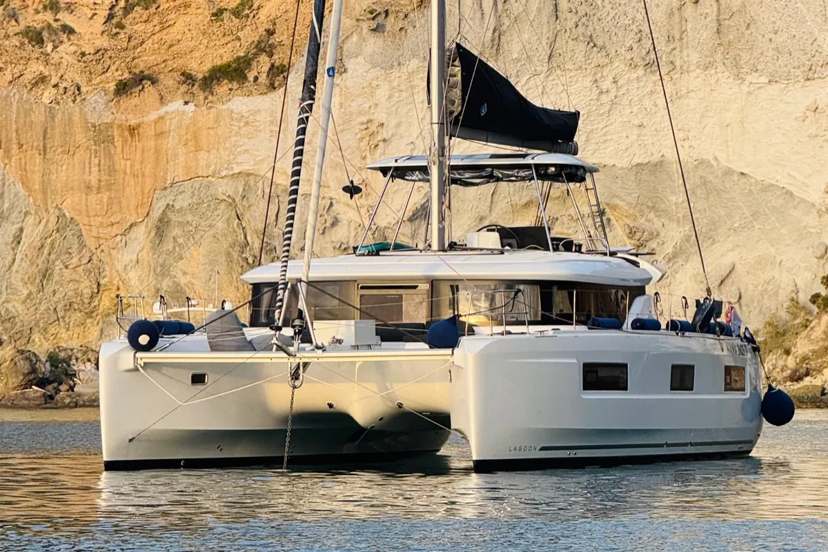 Deep Blue, a Lagoon 46 catamaran at Olbia, Italy